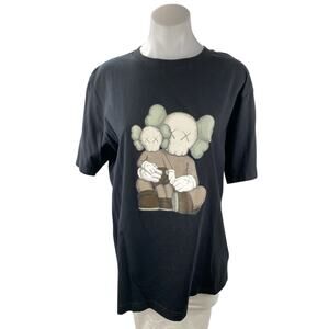 KAWS x Uniqlo UT Womens Black Graphic Print Short Sleeve T Shirt Tee Top Size M